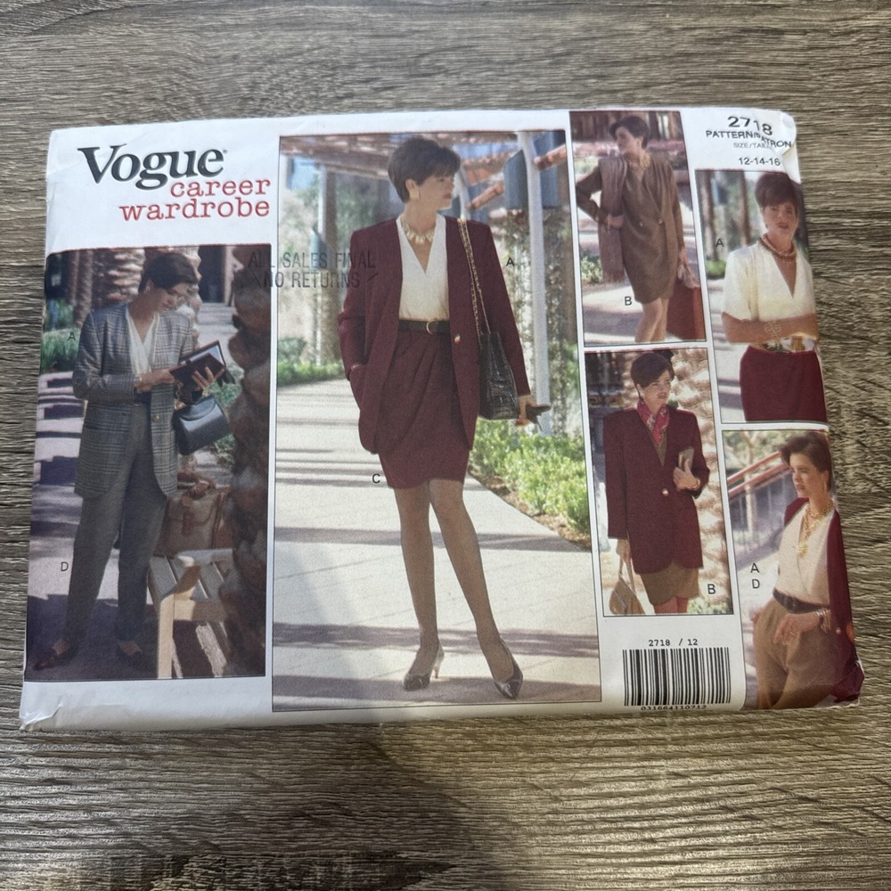 Vintage Vogue Career Wardrobe Sewing Pattern #2718 - Size 12-16 NEW FF